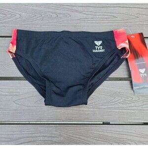 TYR Durafast Men's Admiral Splice black/red Swim Racer Brief Sz 30 New